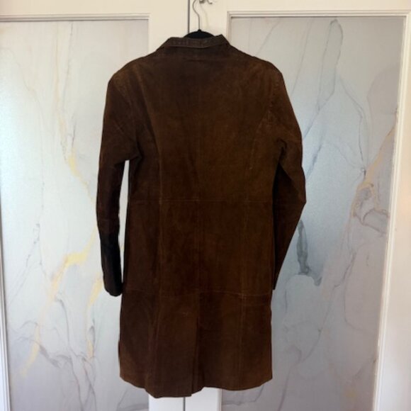 Long Brown Suede Jacket Coat - Picture 3 of 10